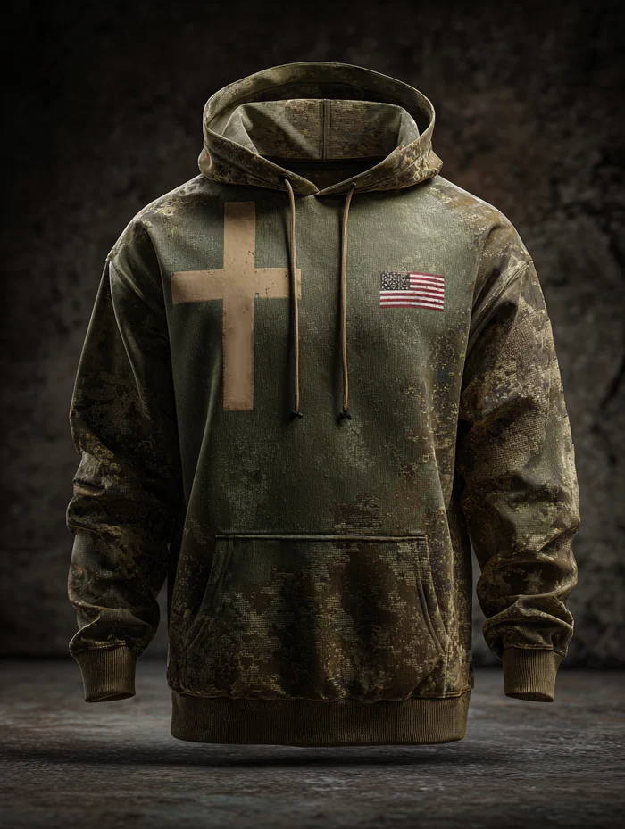 Men's Western Retro Faith Casual Art Hoodie