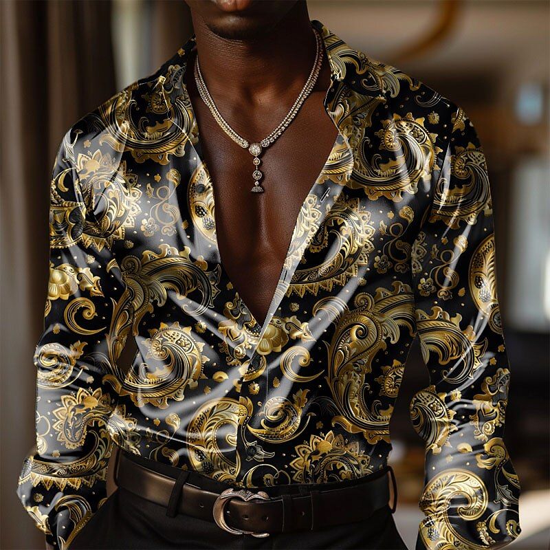 Luxurious Men's Silk Shirt Business Casual Style VIP Exclusive Designer Unique Long Shirt  Comfort High Elasticity 