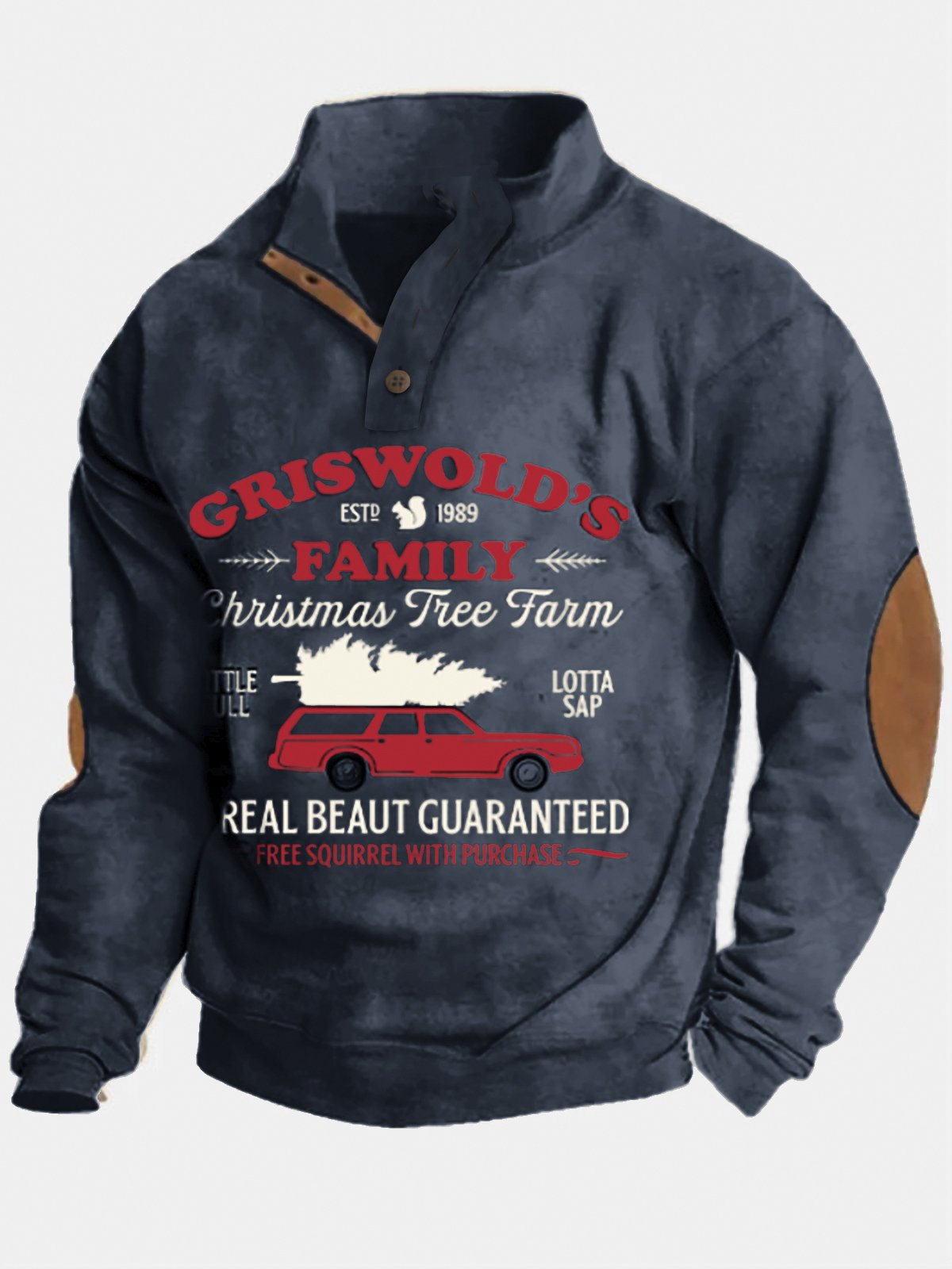 Christmas Holiday Quarter Button Stand Collar Sweatshirts Warm Comfortable Camp Outdoor Pullover Sweatshirts