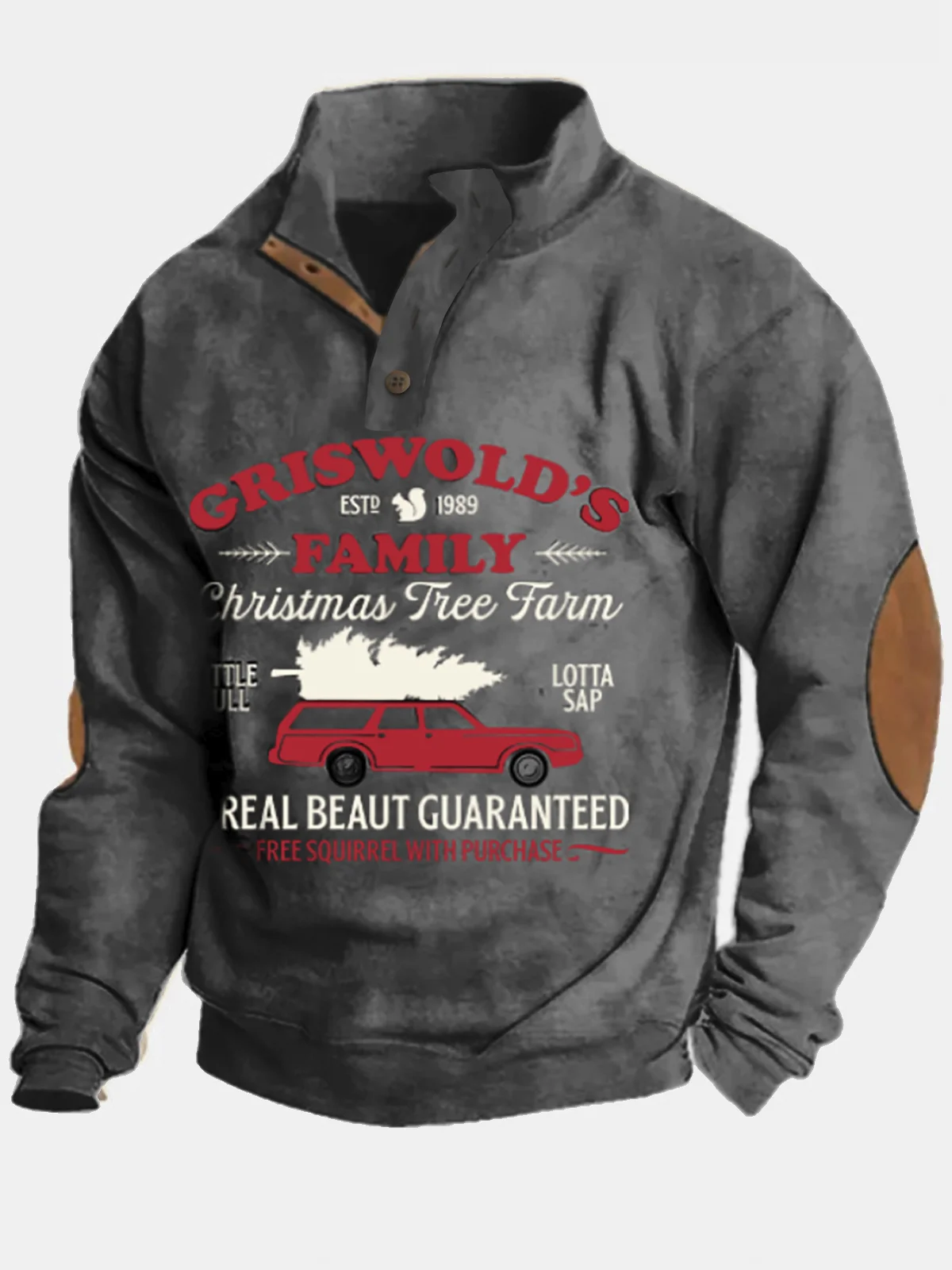 Christmas Holiday Quarter Button Stand Collar Sweatshirts Warm Comfortable Camp Outdoor Pullover Sweatshirts