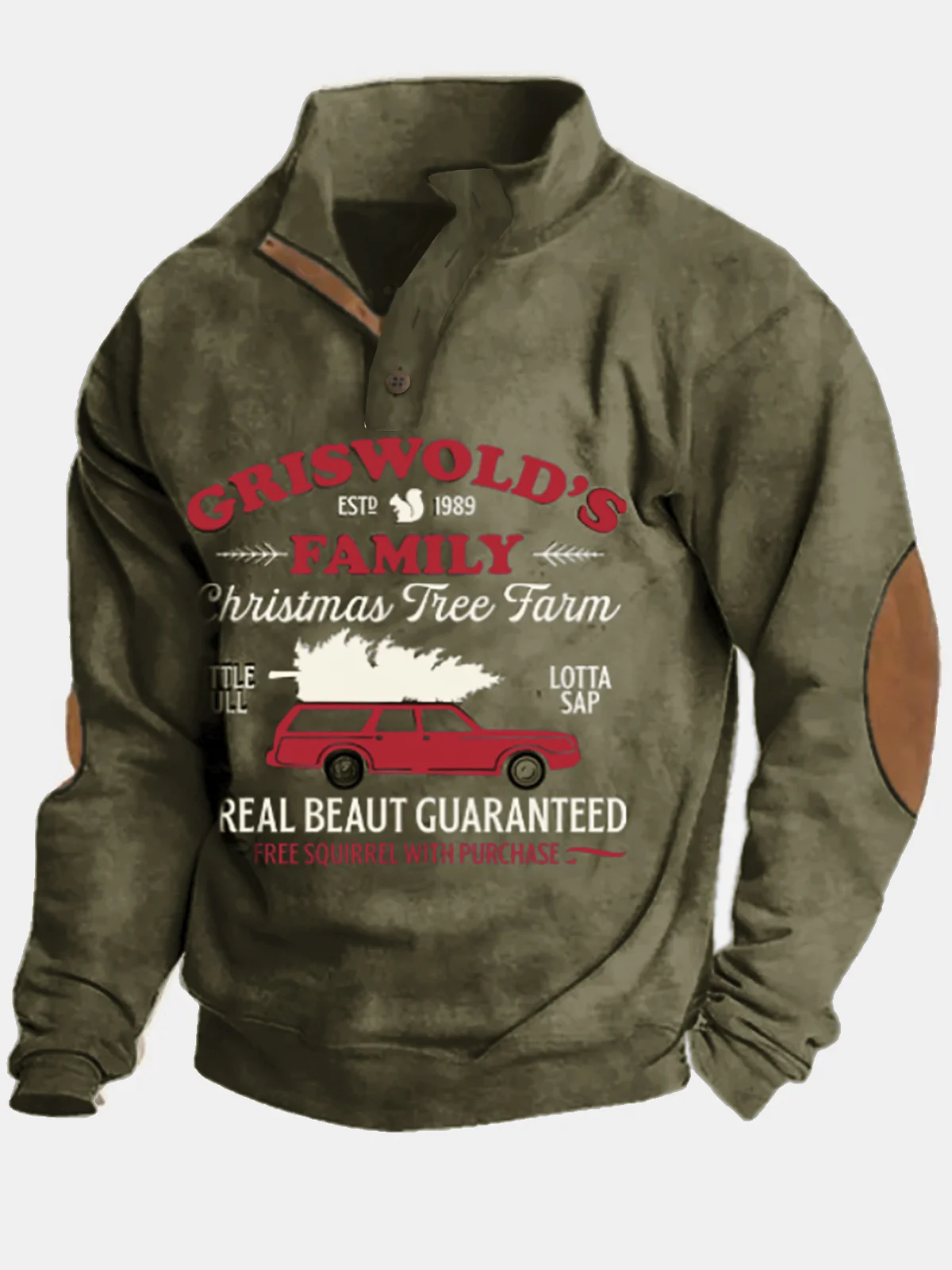 Christmas Holiday Quarter Button Stand Collar Sweatshirts Warm Comfortable Camp Outdoor Pullover Sweatshirts