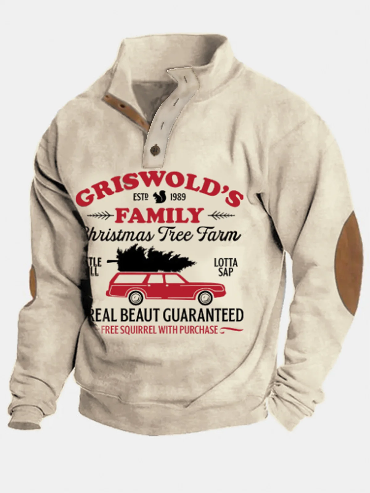 [Copy]Christmas Holiday Quarter Button Stand Collar Sweatshirts Warm Comfortable Camp Outdoor Pullover Sweatshirts