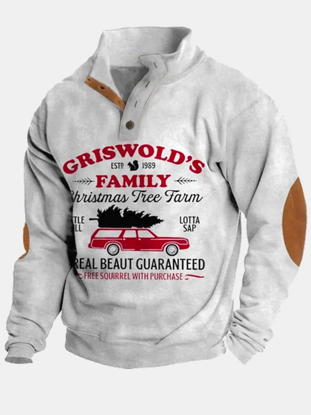 Christmas Holiday Quarter Button Stand Collar Sweatshirts Warm Comfortable Camp Outdoor Pullover Sweatshirts