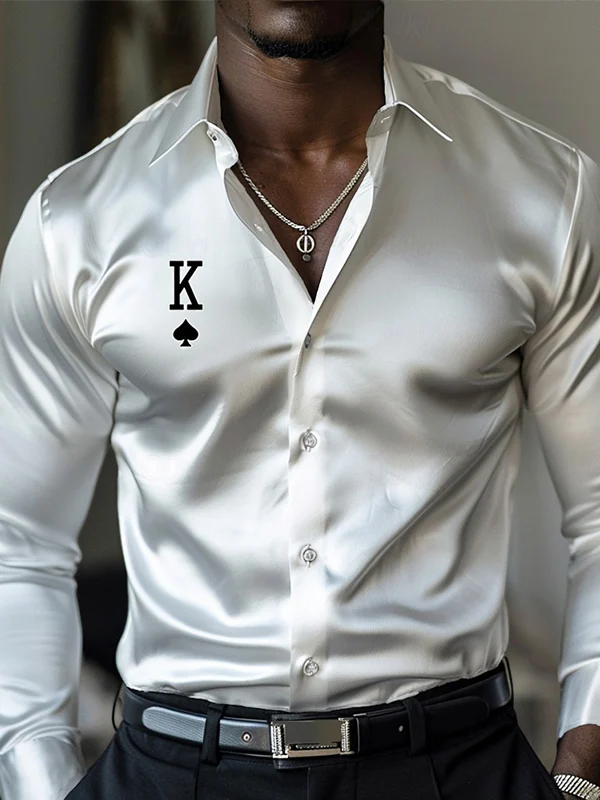 Men's Satin Luxe Long Sleeve Button Down Shirt