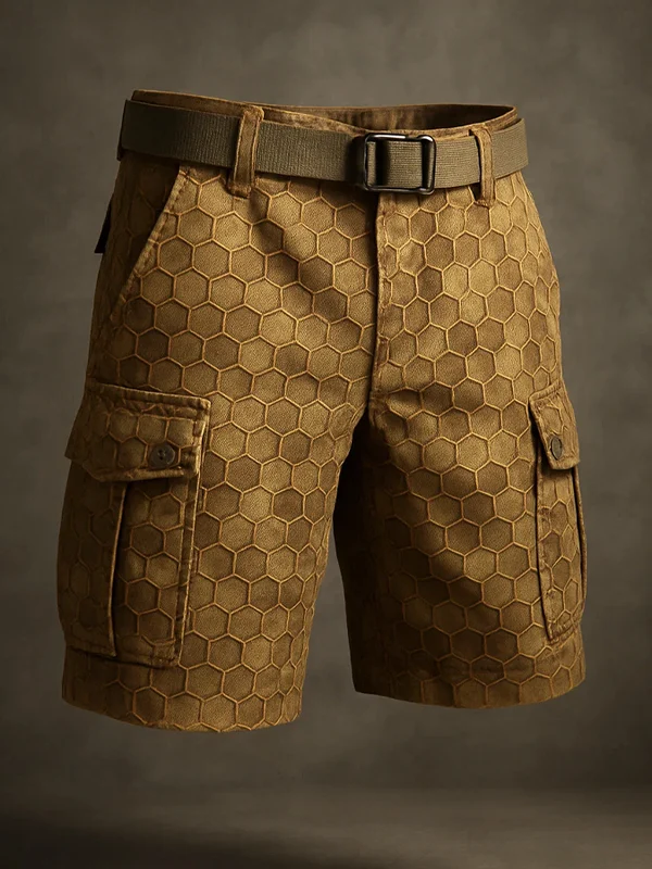 Men's Retro Outdoor American western style Multi-Purpose Cargo Shorts