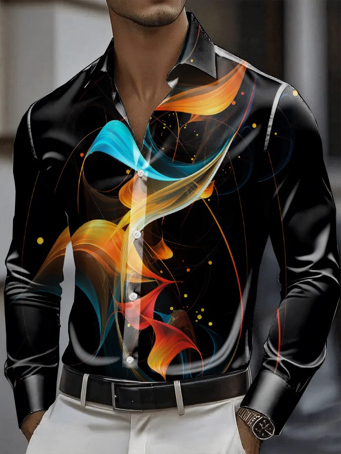 Men's Satin Luxe Long Sleeve Button Down Shirt