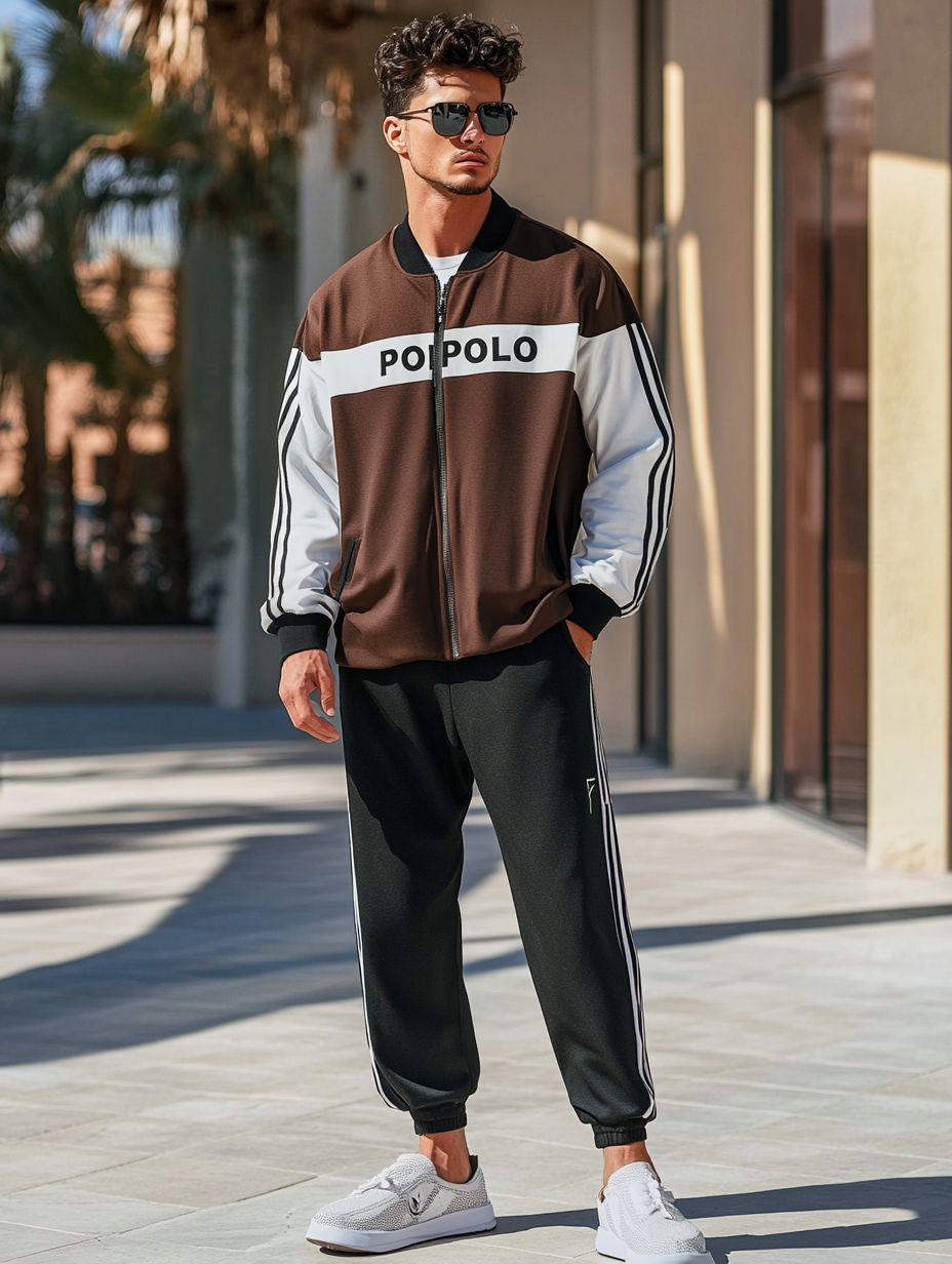 Men's  perfect fit casual  long sleeve sports suit hoodies jacket set two piece set