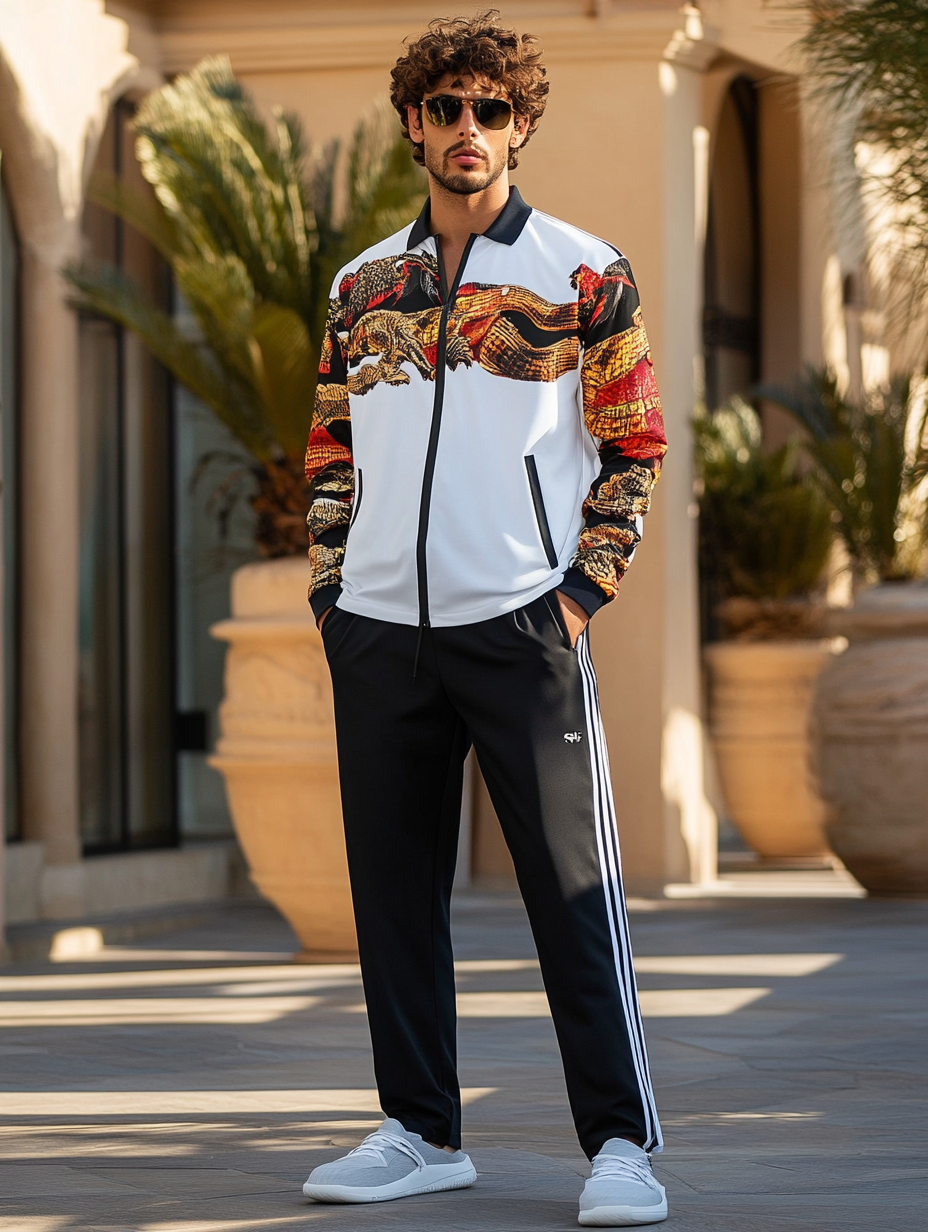 Men luxury best fashion sports suit  jacket two piece set