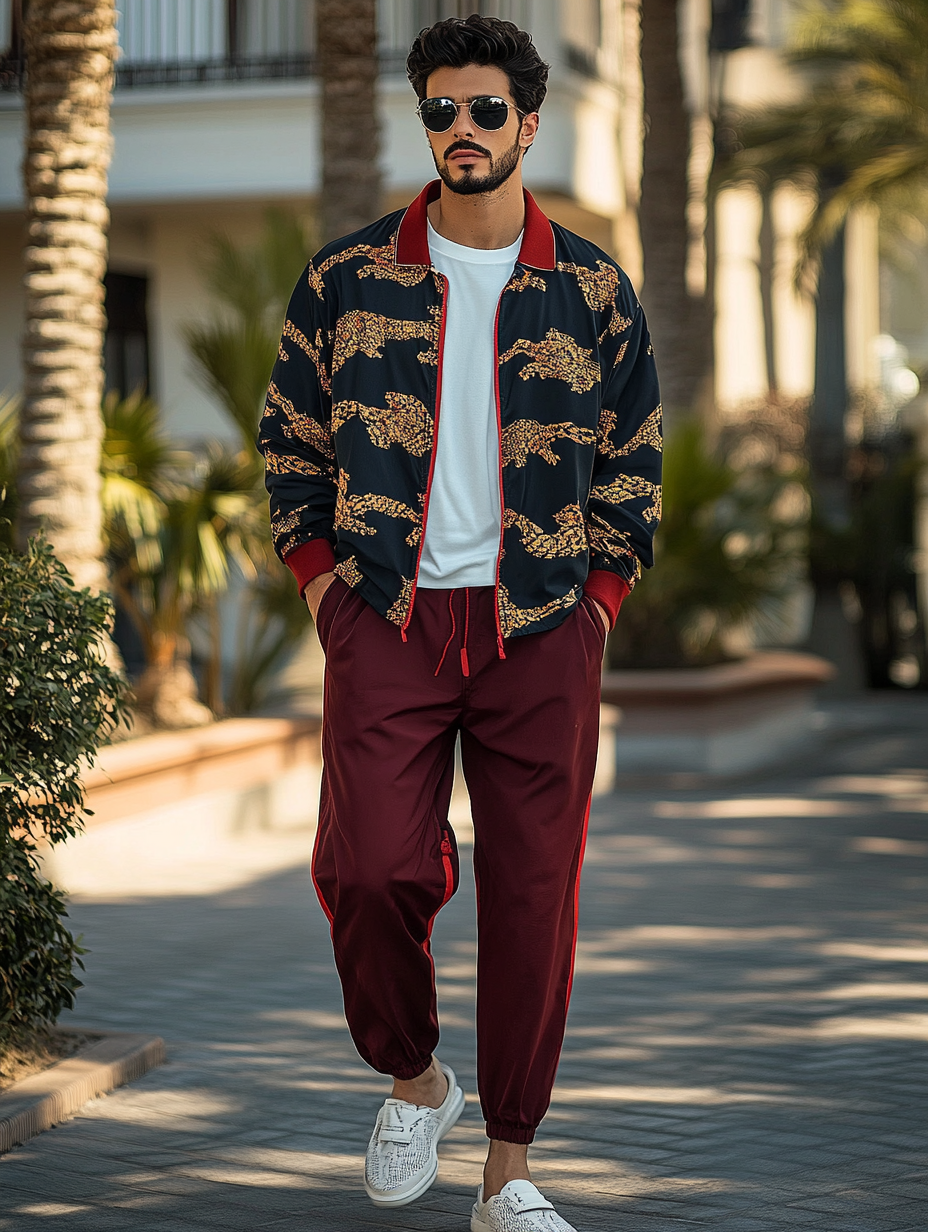 Men luxury best fashion sports suit  jacket two piece set