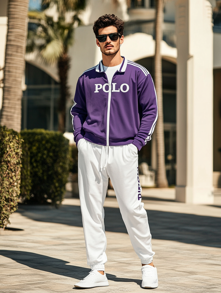 Men luxury best fashion sports suit  jacket two piece set