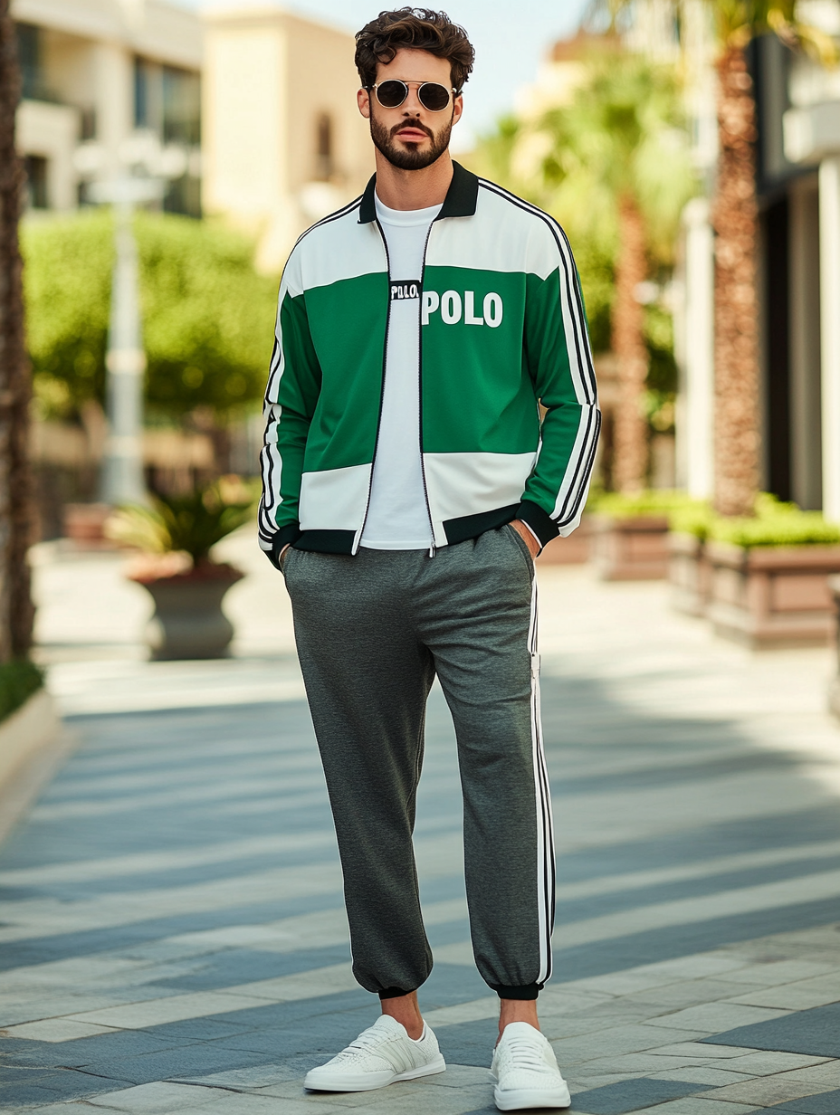 Men luxury best fashion sports suit  jacket two piece set