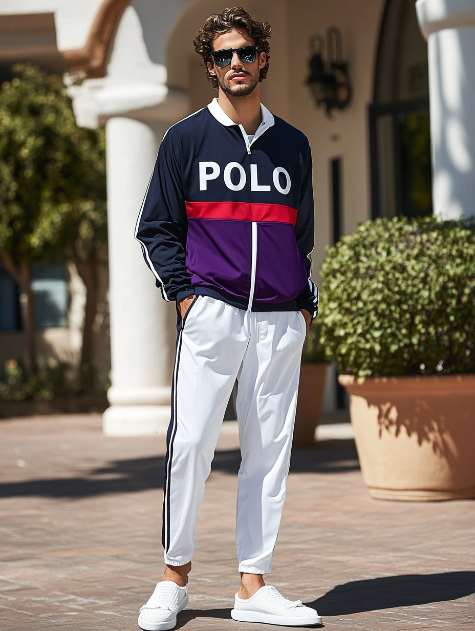 Men luxury best fashion sports suit  jacket two piece set