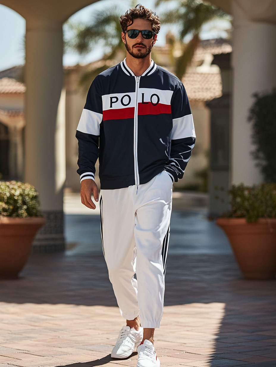 Men luxury best fashion sports suit  jacket two piece set