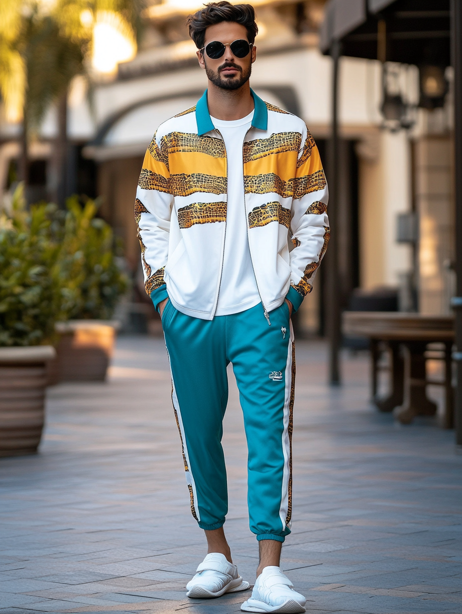 Men luxury best fashion sports suit  jacket two piece set