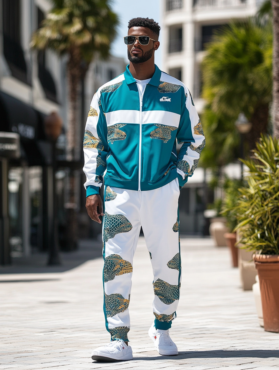 Men luxury best fashion sports suit  jacket two piece set