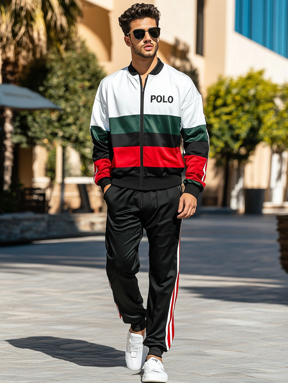 Men luxury best fashion sports suit  jacket two piece set