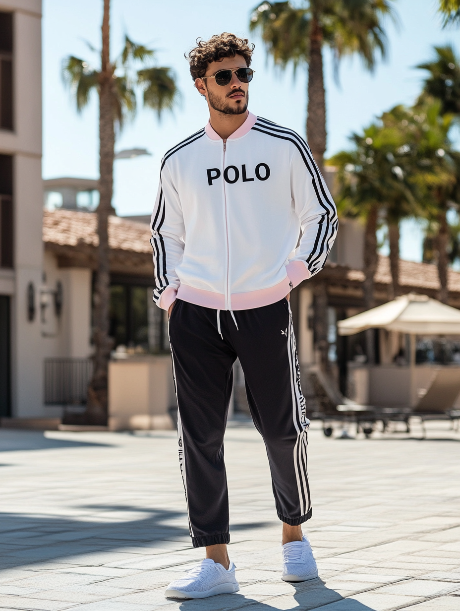 Men luxury best fashion sports suit  jacket two piece set