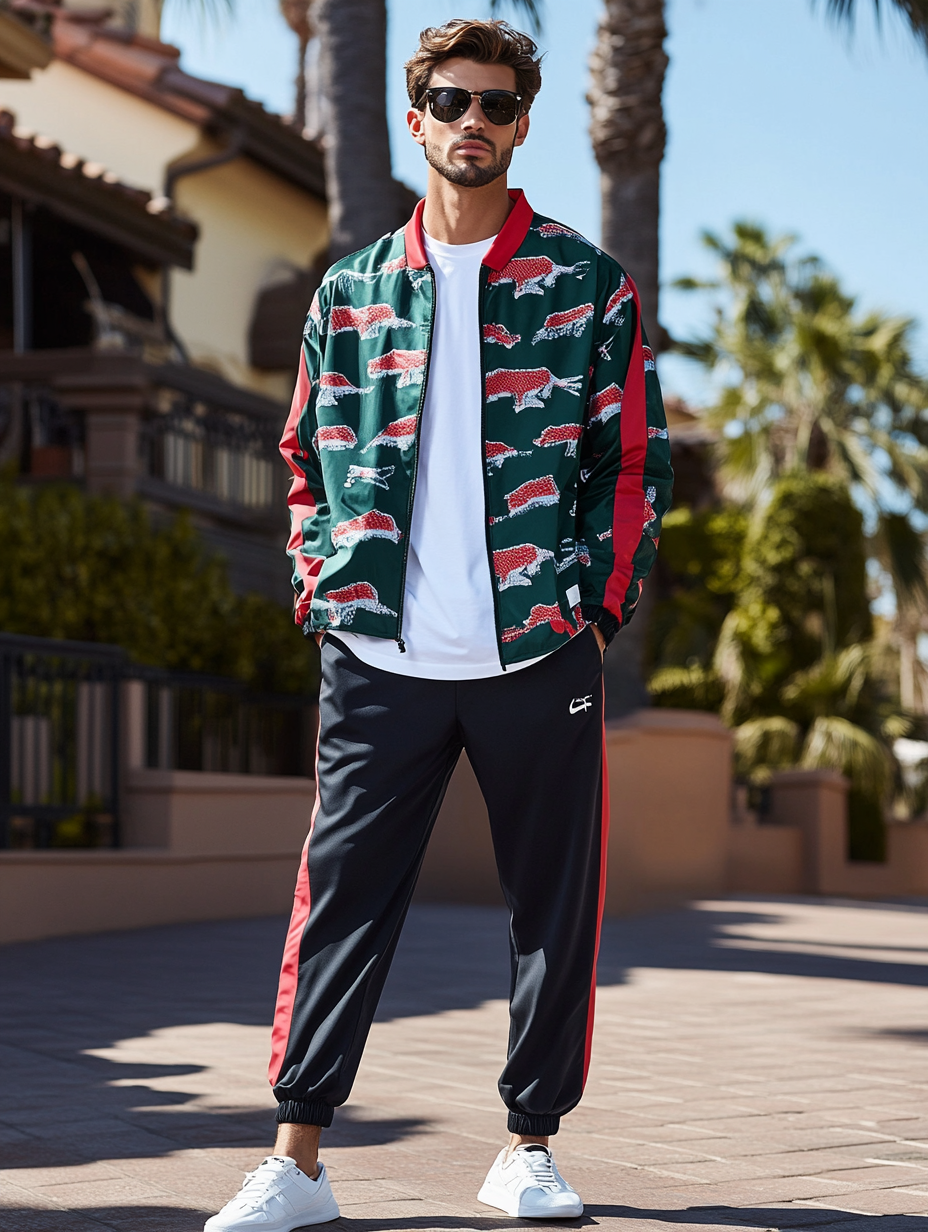 Men luxury best fashion sports suit  jacket two piece set