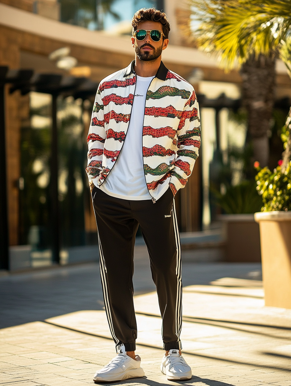 Men luxury best fashion sports suit  jacket two piece set