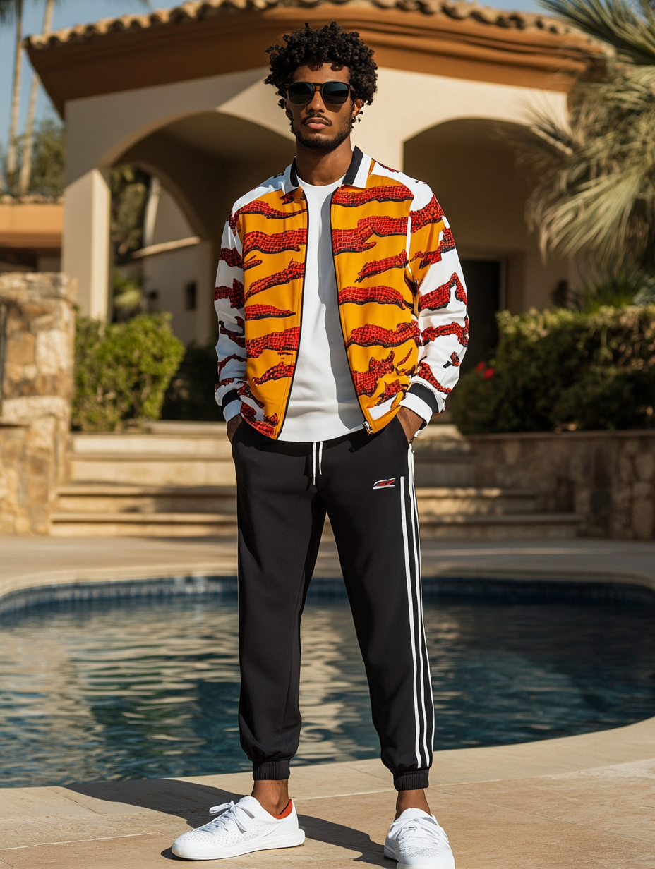 Men luxury best fashion sports suit  jacket two piece set