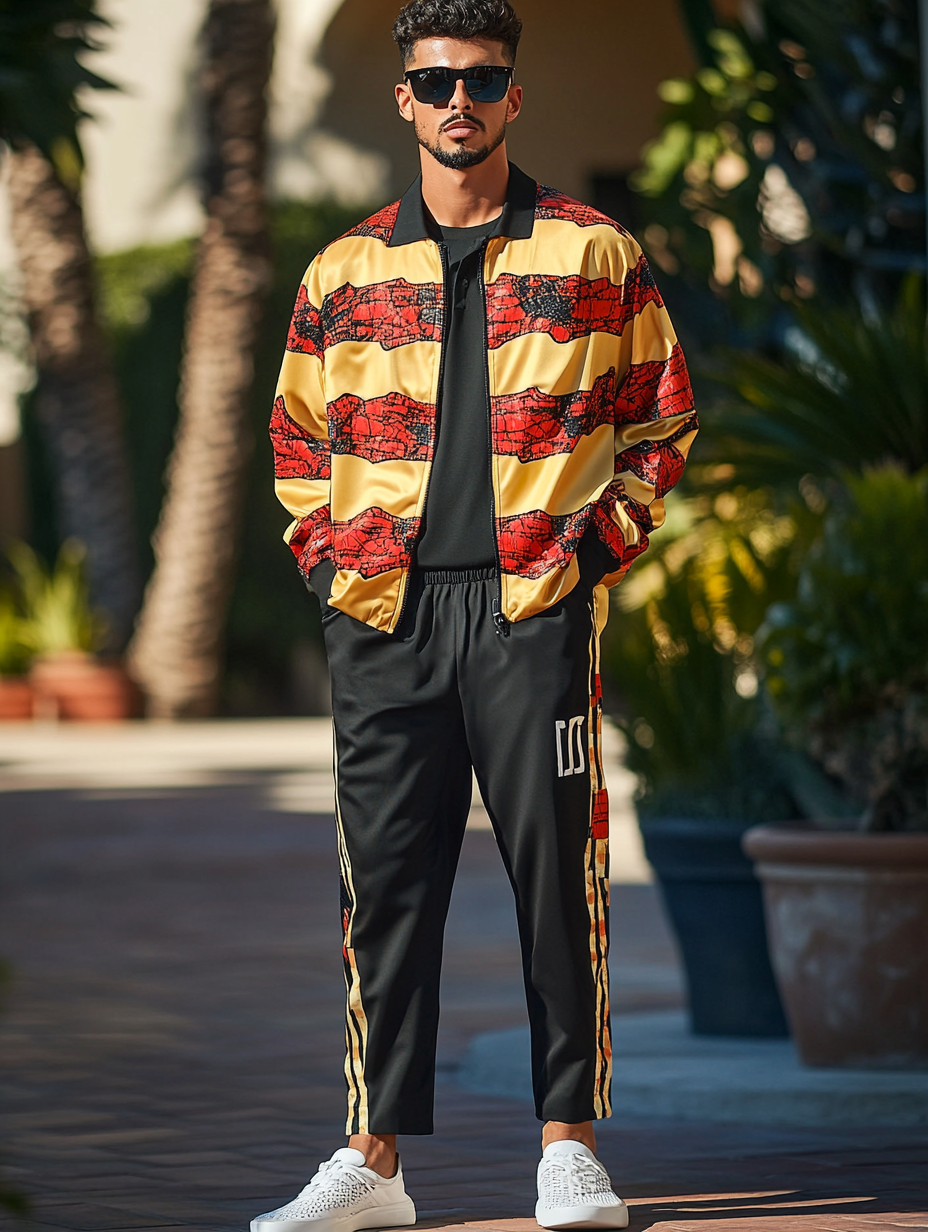 Men luxury best fashion sports suit  jacket two piece set