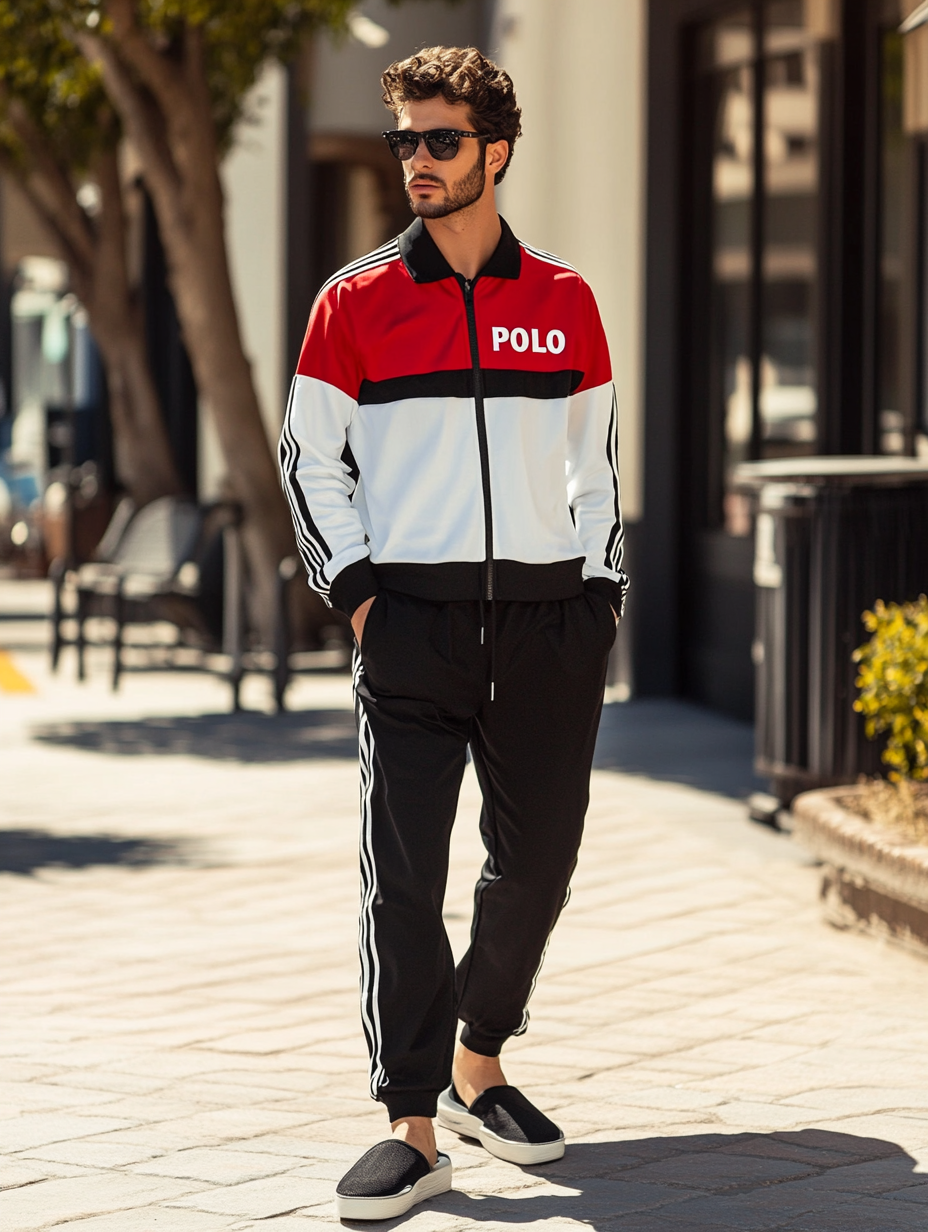 Men luxury best fashion sports suit  jacket two piece set