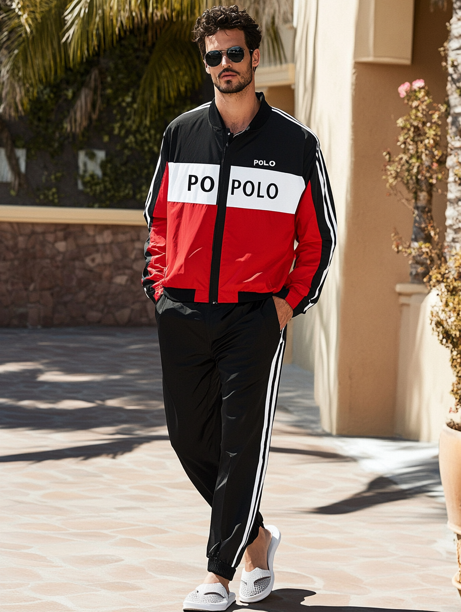 Men luxury best fashion sports suit  jacket two piece set