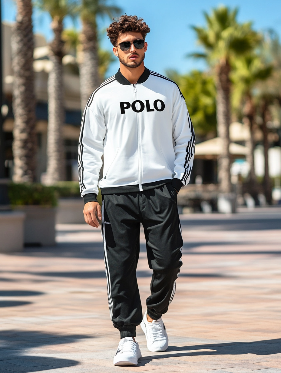 Men luxury best fashion sports suit  jacket two piece set