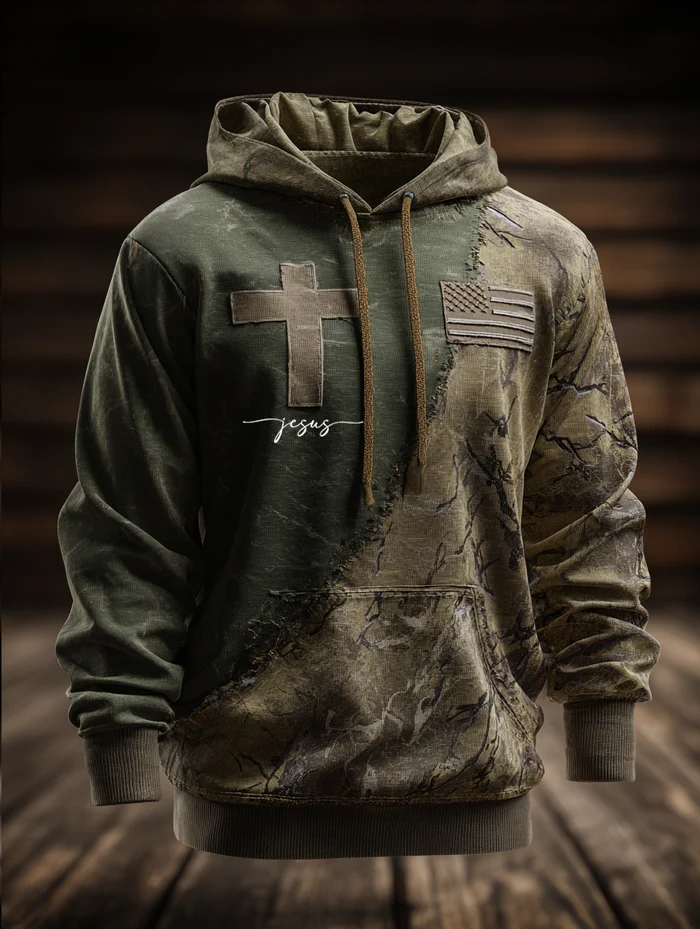 Men's Western Retro Faith Casual Art Hoodie