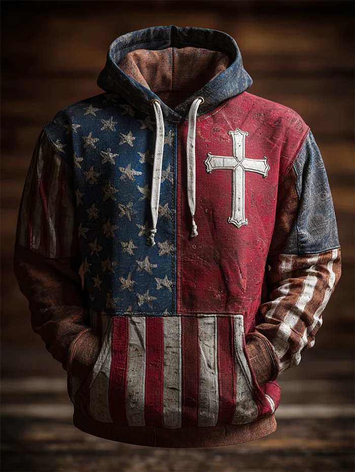 Men's Western Retro Faith Casual Art Hoodie