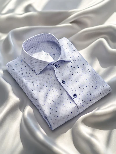 High Elasticity Soft Unique Men's Satin Luxe Print Short Sleeve Button Shirt