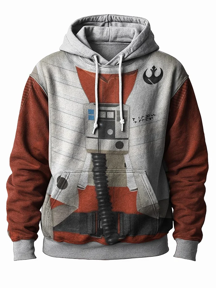 Men's Casual Planet Art Print Hoodie