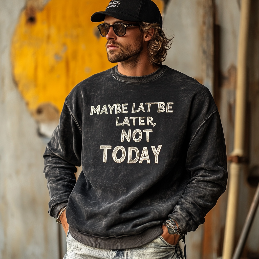 High-end vintage distressed washed sweatshirt with high quality 100% cotton