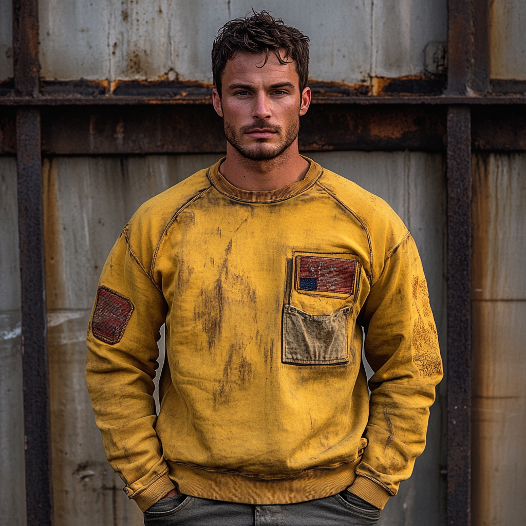 High-end vintage distressed washed sweatshirt with high quality 100% cotton