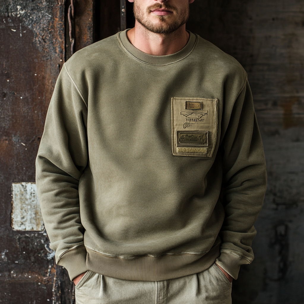 High-end vintage distressed washed sweatshirt with high quality 100% cotton