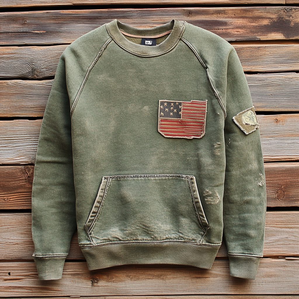 High-end vintage distressed washed sweatshirt with high quality 100% cotton
