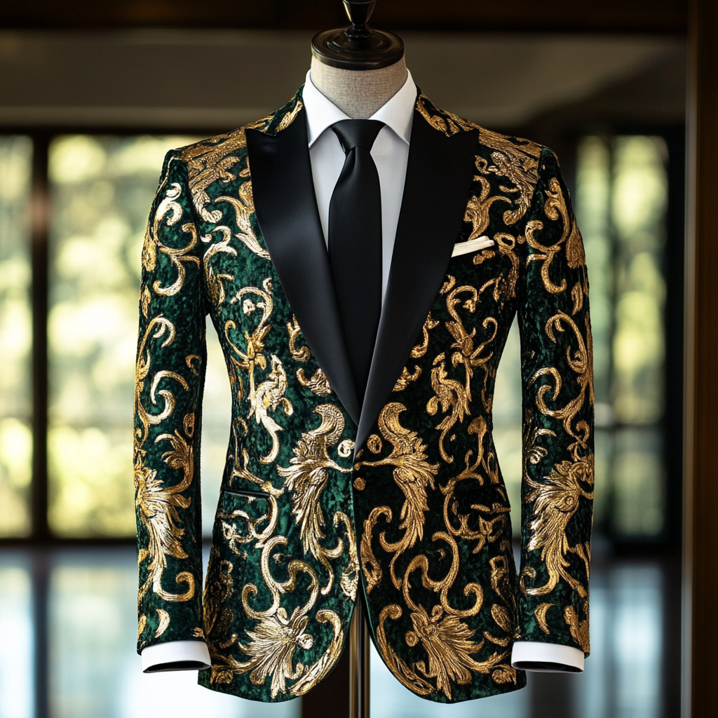 Men's Luxury Embroidery  Business Casual Fashion Blazer Jacket Suit  Jacke Anzug