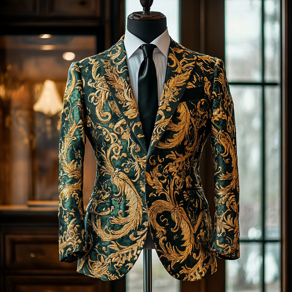 Men's Luxury Embroidery  Business Casual Fashion Blazer Jacket Suit  Jacke Anzug