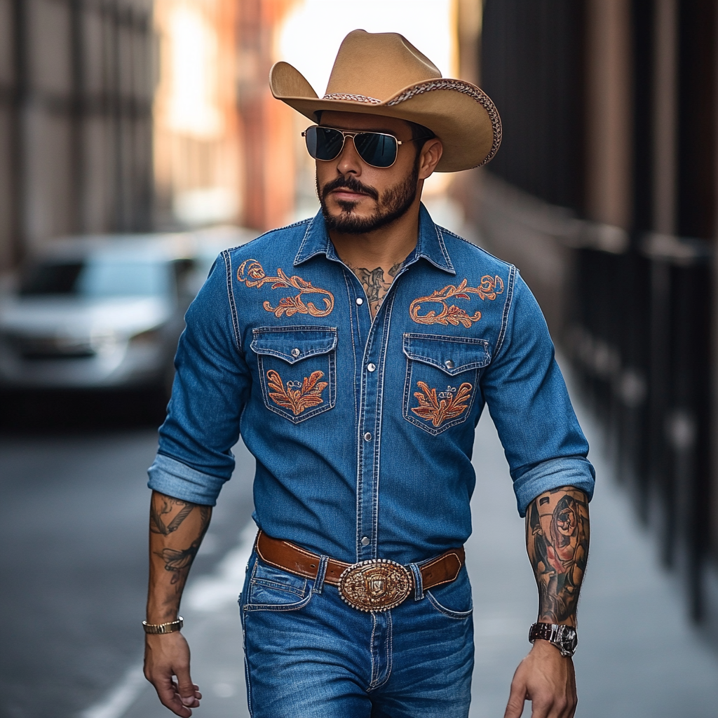Retro American western cowboy shirt 