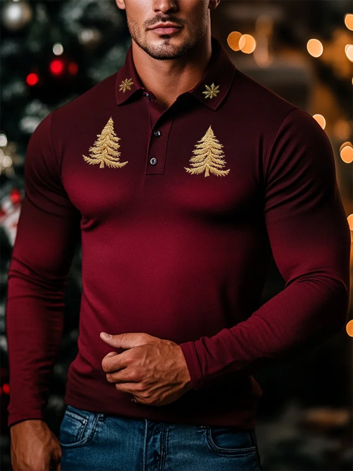 Men's Christmas  Print Casual Long Sleeve T-Shirt