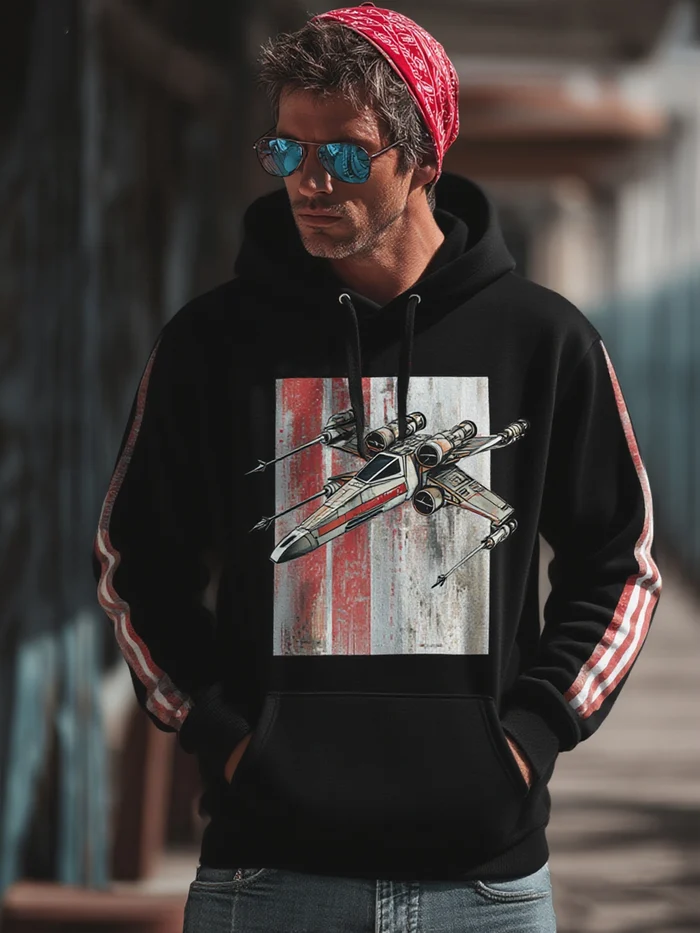 Men's Casual Planet Art Print Hoodie