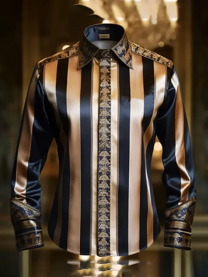 Men's Satin Luxe Long Sleeve Button Down Shirt