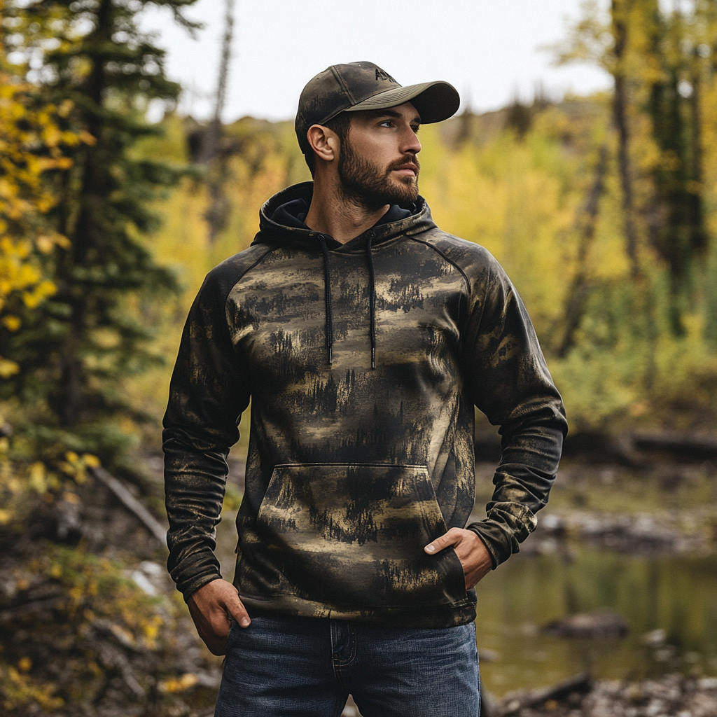 Camouflage outdoor Men's Long Sleeved Hoodies Shirt 100% Cotton