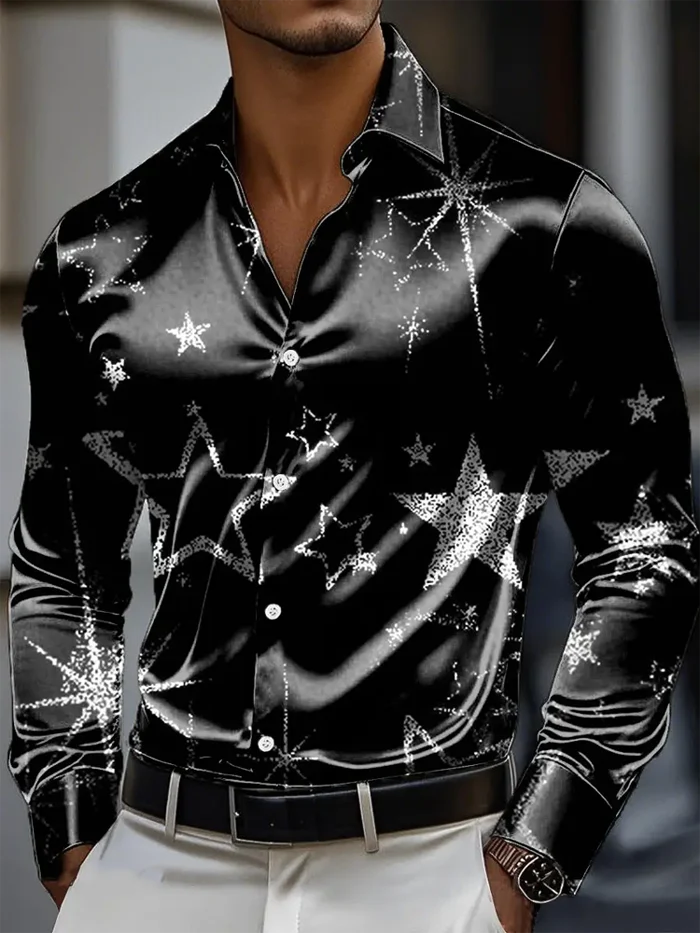 Men's Satin Luxe Long Sleeve Button Down Shirt