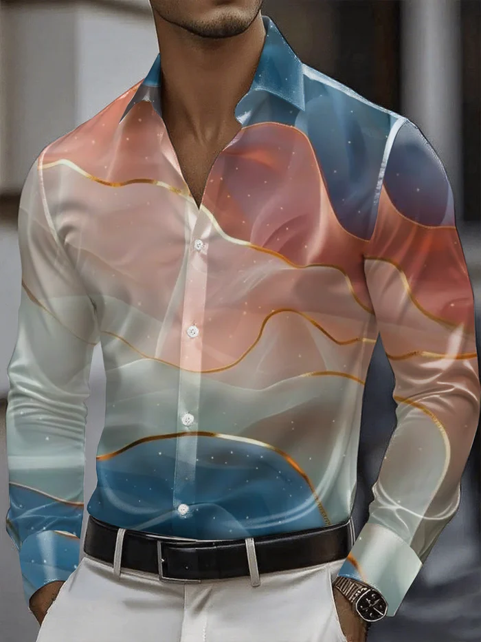 Men's Satin Luxe Long Sleeve Button Down Shirt