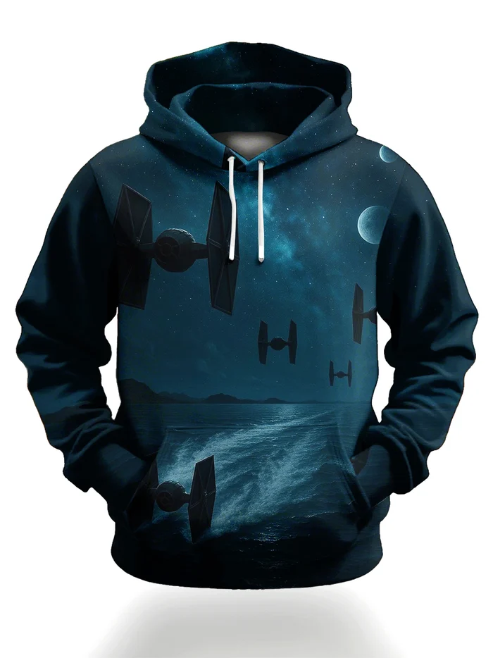 Men's Casual Planet Art Print Hoodie