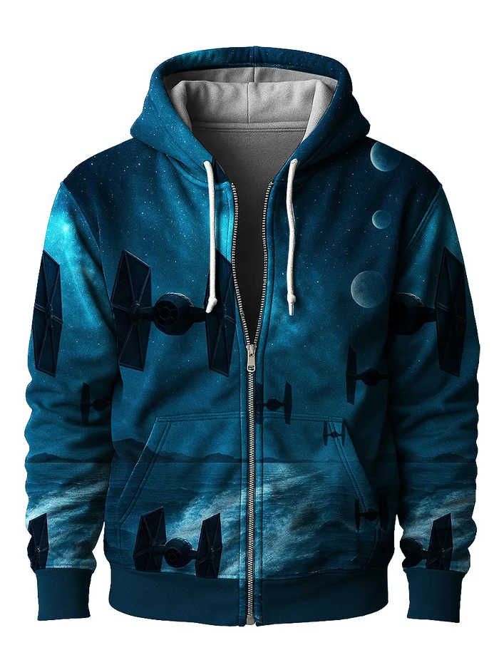 Men's Flight Suit Planet Print Zip-up Hoodie