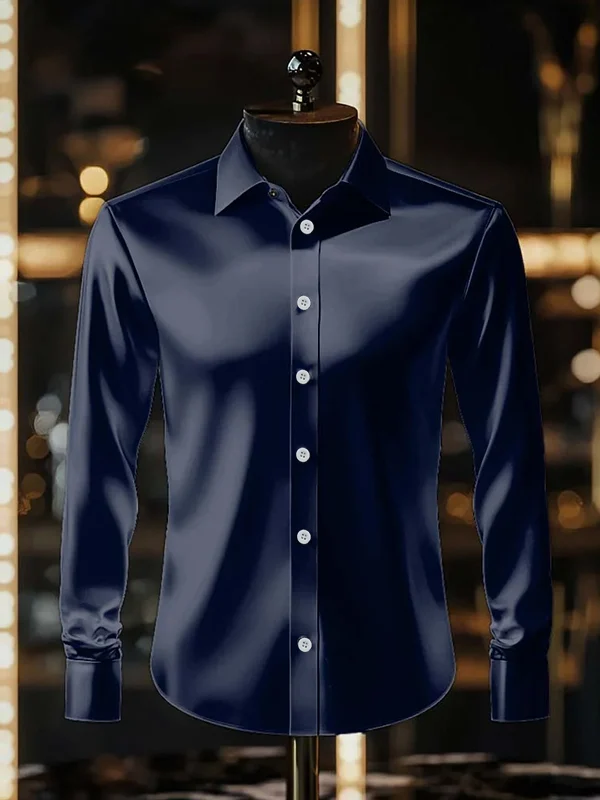 Men's Satin Luxe Long Sleeve Button Down Shirt