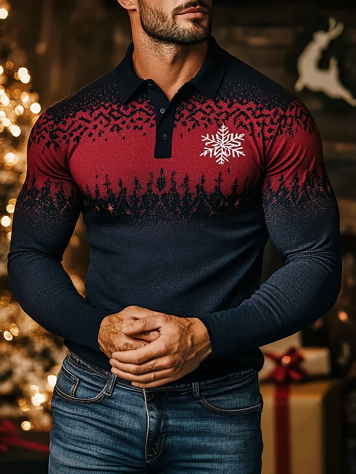 Men's Christmas  Print Casual Long Sleeve T-Shirt