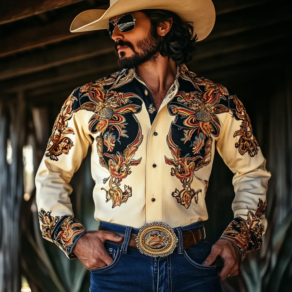 Retro American western cowboy shirt 